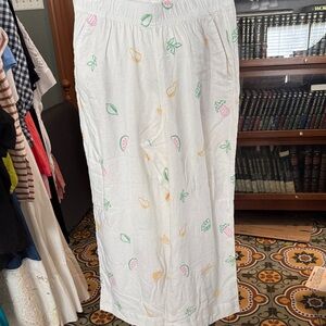 C&C California White Maxi Skirt with Pastel Fruit Motif